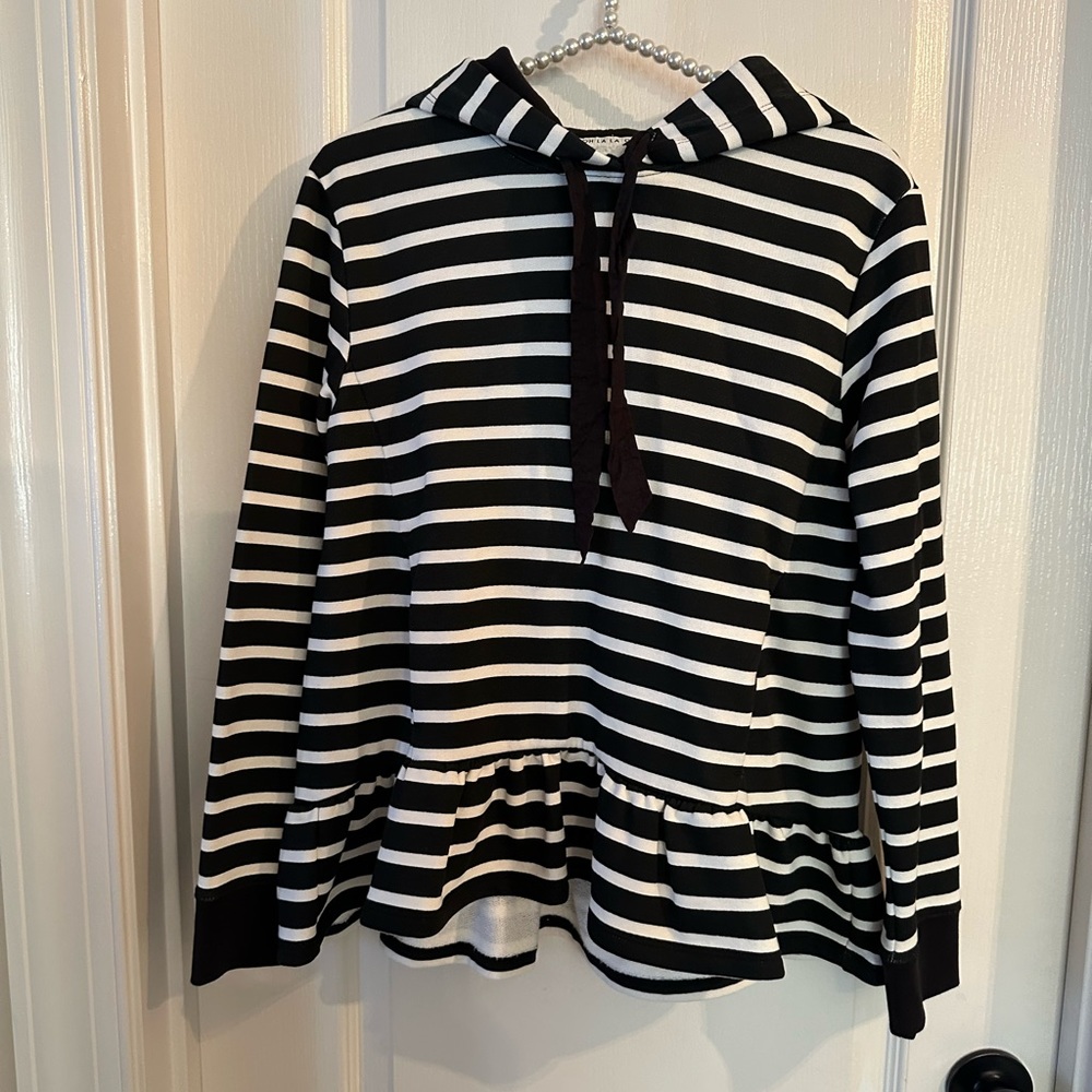 Kate Spade Black & White Stripped Hoodie - XSmall